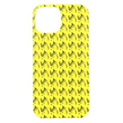 Fern Pattern 2 Yellow Iphone 15 Black Uv Print Pc Hardshell Case by snowwhitegirl