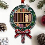 Books Bookshelves Office Fantasy Background Artwork Book Cover Apothecary Book Nook Literature Libra Metal X Mas Lollipop with Crystal Ornament Front