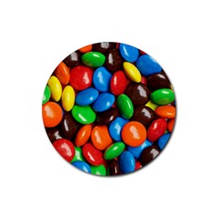 Colorful Candy Background, Close-up Rubber Round Coaster (4 Pack) by kyorashop23