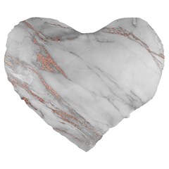 Rose Gold Marble, Rose Gold, Large 19  Premium Heart Shape Cushions by kyorashop23