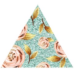 Rose Gold Roses, Girly, Glitter, Pretty, Rose Gold Wooden Puzzle Triangle by kyorashop23