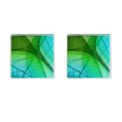 3d Leaves Texture Sheet Blue Green Cufflinks (square) by Cemarart