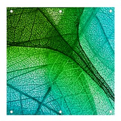 3d Leaves Texture Sheet Blue Green Banner And Sign 4  X 4  by Cemarart