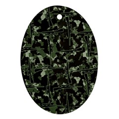 Hunting Motif Camouflage Pattern Print Bk Ornament (oval) by dflcprintsclothing