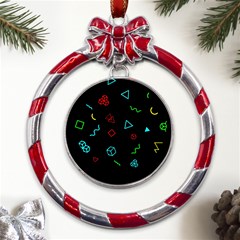 Amoled Metal Red Ribbon Round Ornament by kyorashop23