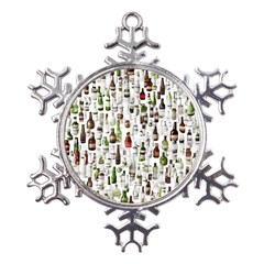 Bottle Chic Print Patterns Metal Large Snowflake Ornament by BellaVistaTshirt02