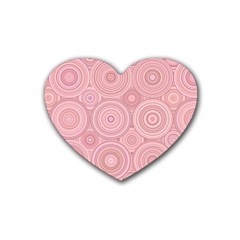 Pink Retro Texture With Circles, Retro Circles Background, Rubber Heart Coaster (4 Pack) by kyorashop23