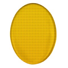 Yellow Lego Texture, Macro, Yellow Dots Background Oval Glass Fridge Magnet (4 Pack) by kyorashop23