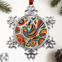 Madhubani Art A Metal Large Snowflake Ornament by BellaVistaTshirt02