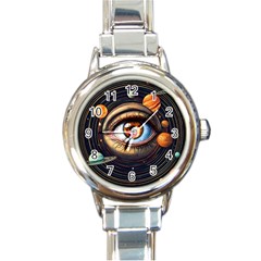 Eye Of The Universe (ai) Round Italian Charm Watch by dflcprintsclothing