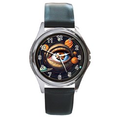 Eye Of The Universe (ai) Round Metal Watch by dflcprintsclothing