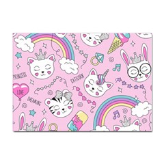 Beautiful Cute Animals Pattern Pink Sticker A4 (10 Pack) by Grandong