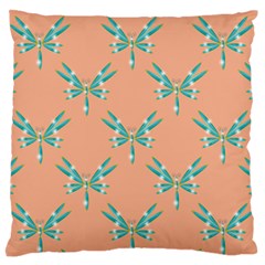 Turquoise Dragonfly Insect Paper Large Premium Plush Fleece Cushion Case (two Sides) by anzea