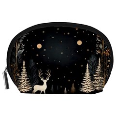 Christmas Winter Xmas Scene Nature Forest Tree Moon Accessory Pouch (large) by Apen