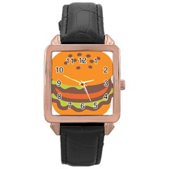 Hamburger Rose Gold Leather Watch  by anzea