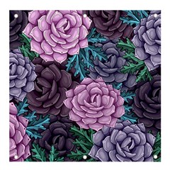 Purple Rose Retro Floral Flower Banner And Sign 4  X 4  by Bedest