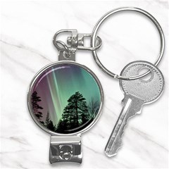 Silhouette Of Aurora Borealis Nail Clippers Key Chain by Bedest