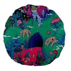 Planet Psychedelic Art Psicodelia Large 18  Premium Round Cushions by Bedest