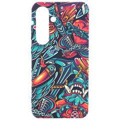 Vintage Tattoos Colorful Seamless Pattern Samsung Galaxy S24 6 2 Inch Black Tpu Uv Case by Bedest