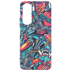 Vintage Tattoos Colorful Seamless Pattern Samsung Galaxy S24 Plus 6 7 Inch Black Tpu Uv Case by Bedest