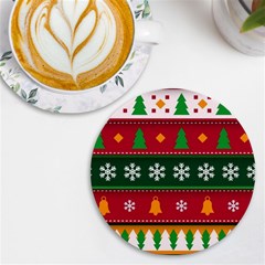 Christmas Time Pattern Christmas Ornament Uv Print Round Tile Coaster by Bedest