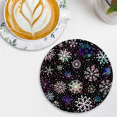 Shiny Winter Snowflake Abstract Christmas Cold Crystal December Uv Print Round Tile Coaster by Bedest