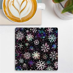 Shiny Winter Snowflake Abstract Christmas Cold Crystal December Uv Print Square Tile Coaster  by Bedest