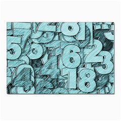 Blue Digits Background, Artwork, Numbers Postcards 5  X 7  (pkg Of 10) by kyorashop23