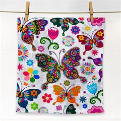 Butterflies, Abstract, Colorful, Floral, Flowers Face Towel by kyorashop23