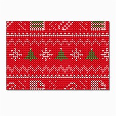 Red Christmas Pattern Xmas Decorations, Christmas Knitted Texture Postcard 4 x 6  (pkg Of 10) by kyorashop23