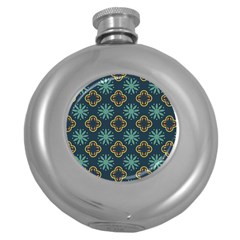 Flowers Pattern Design Abstract Round Hip Flask (5 Oz) by Salmanaz77