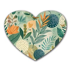 Leaves Pattern Flora Heart Mousepad by Salmanaz77