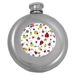 Seamless Pattern Nature Flowers Round Hip Flask (5 Oz) by Salmanaz77