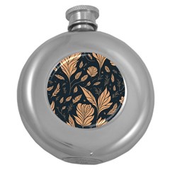 Background Pattern Leaves Texture Round Hip Flask (5 Oz) by Salmanaz77