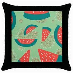 Watermelon Dots Summer Pattern Throw Pillow Case (black) by Bedest