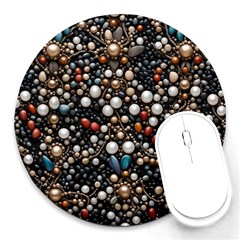 Pearls And Stones Round Mousepad by dedoma