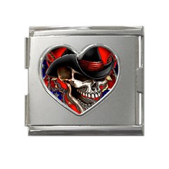 Confederate Flag Usa America United States Csa Civil War Rebel Dixie Military Poster Skull Mega Link Heart Italian Charm (18mm) by Ket1n9