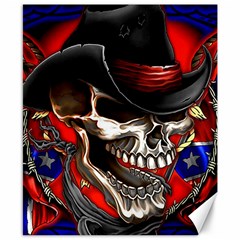 Confederate Flag Usa America United States Csa Civil War Rebel Dixie Military Poster Skull Canvas 8  X 10  by Ket1n9