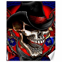 Confederate Flag Usa America United States Csa Civil War Rebel Dixie Military Poster Skull Canvas 16  X 20  by Ket1n9