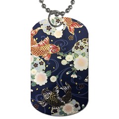 Japanese Wave Koi Illustration Pattern Dog Tag (one Side) by Ndabl3x