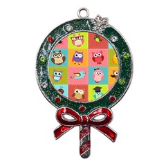 Owls Pattern, Abstract, Art, Desenho Metal X mas Lollipop With Crystal Ornament by kyorashop23