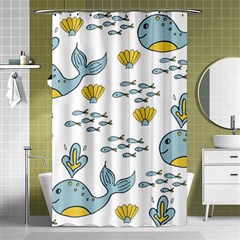 Whale Cartoon Whale Seamless Cartoon Character Animals Leaf Shower Curtain 48  X 72  (small)  by Grandong