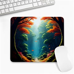 Autumn Trees Nature Large Mousepad by Bedest