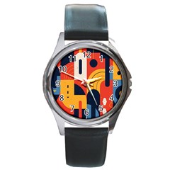 Abstract Pattern Round Metal Watch by Bedest