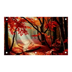 Forest Path Red Nature Banner And Sign 5  X 3  by Bedest