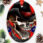 Confederate Flag Usa America United States Csa Civil War Rebel Dixie Military Poster Skull Oval Ornament (Two Sides) Front