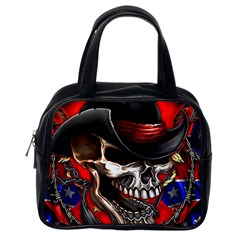 Confederate Flag Usa America United States Csa Civil War Rebel Dixie Military Poster Skull Classic Handbag (one Side) by Ket1n9