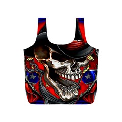 Confederate Flag Usa America United States Csa Civil War Rebel Dixie Military Poster Skull Full Print Recycle Bag (s) by Ket1n9