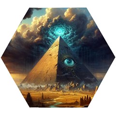 Mystic Blue Pyramid Art Wooden Puzzle Hexagon by ExtraAwesomeSauce
