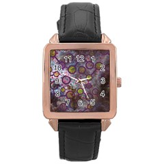 Abstract Molecular Space Art Rose Gold Leather Watch  by ExtraAwesomeSauce